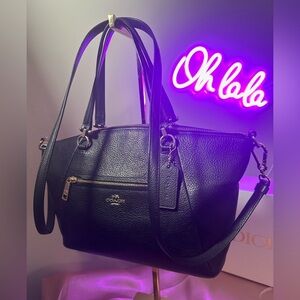 Coach LE Black Pebbled Leather Prairie Crossbody Satchel w/ Gold Hardware EUC